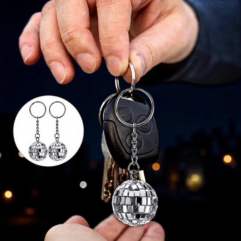 2026 Cross-Border E-Commerce Amazon Small Gift Mirror Ball Keychain Pendant Key Ring Disco Reflective Ball