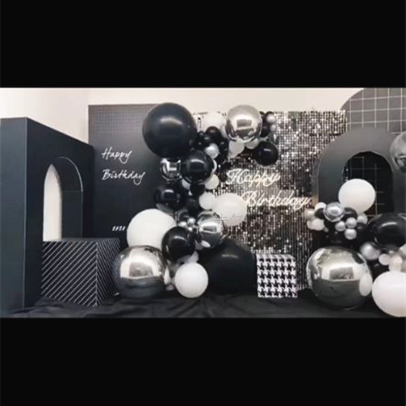 Matte black white golden balloon