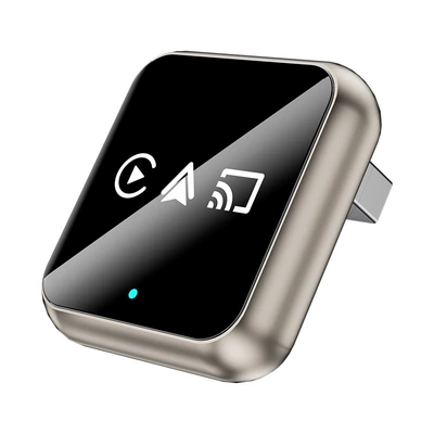 Wired to Wireless Carplay Simsiz CarPlay və Android Auto - q1ax-rose-gold-white-label-metal-glass-apple-android-mirror-casting-android-auto-4-in-1-carplay-box-exclusively-for-overseas-systems