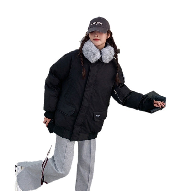 2024 invierno nuevo cuello de lana Pike pluma ropa de algodón mujer suelta coreana pequeña ropa de moda gruesa chaqueta image 5