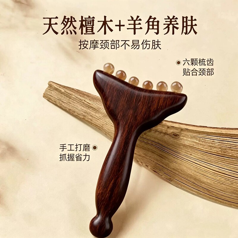 Sandalwood Handle Horn-Shaped Roller Massager for Full-Body Meridian Massage, Gua Sha, and Home Relaxation Massage Sandalwood Handle Horn-Shaped Roller Massager for Full-Body Meridian Massage, Gua Sha, and Home Relaxation Massage