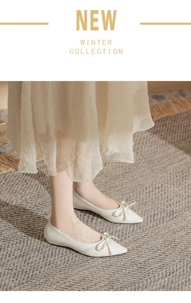 Giày cao gót nữ mũi nhọn gót wedge kiểu Pháp, gót thấp đa năng, miệng giày nông — màu đen chi tiết 2