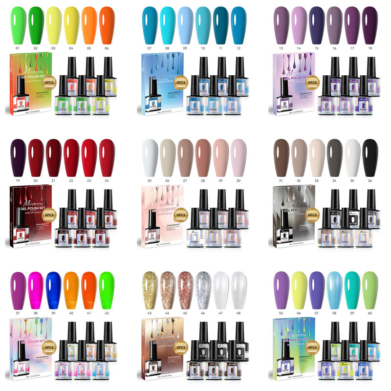 Cross-Border Hot 6-Color Set Nail Polish Gel Season Transparent Series Popular Color Small Set Gel Polish Set