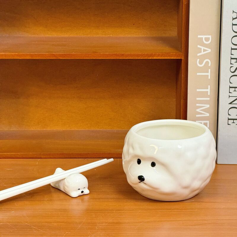 Dropshipping Bichon Frize Puppy Bowl Cute Three-Dimensional Ceramic Rice Bowl Yogurt Bowl Household Tableware Gift Box