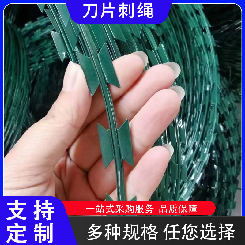 定制镀锌刀片刺绳小区防盗隔离铁丝网机场防攀爬不锈钢刺丝网滚笼