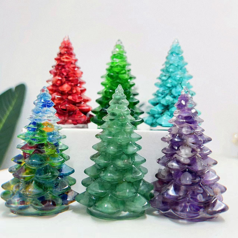 New Christmas Tree Lucky Tree Amethyst Colorful Glaze Glue Drop Craft Decoration Gift Christmas Desktop Ornaments