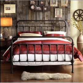 美式乡村铁艺床1米 1.2米1.5米单人床儿童床1.8双人床宿舍床.公寓