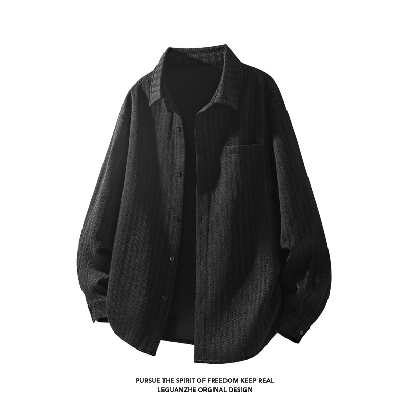 American Retro Herringbone Shirt Jacket For Men Lapel Style_voghion.com