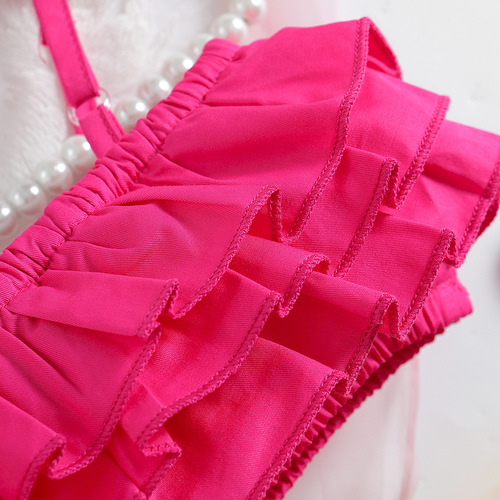 SAMGAMIBBAY Cross-border Kids' Summer Girls' Set Children's Cute Ruffled Strappy Yellow Shorts