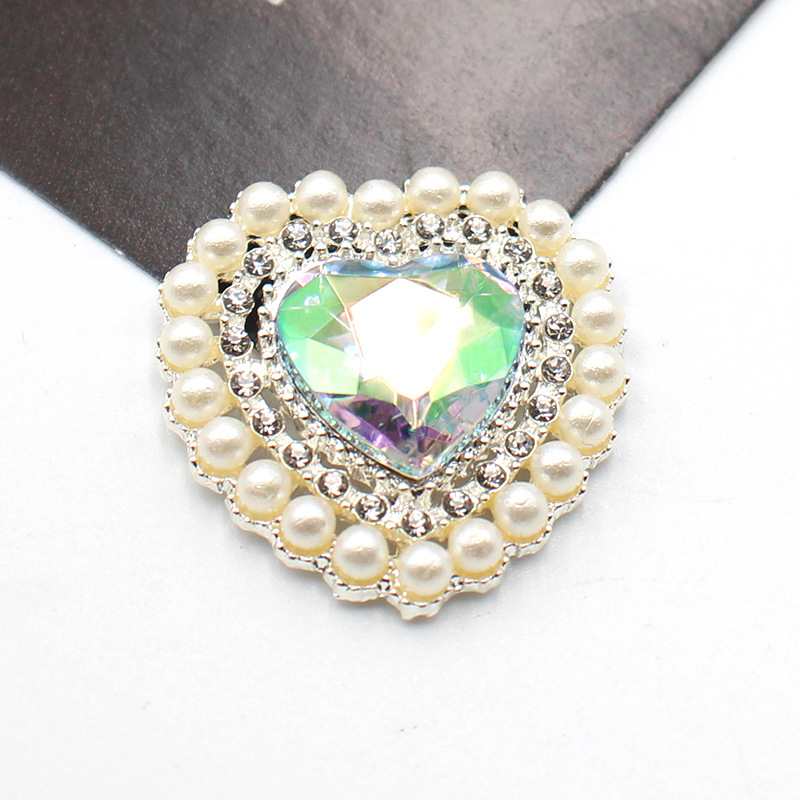 27mm銀色桃心真珠花盤合金部品diy髪飾り花盤ドリル頭飾りアクセサリー部品