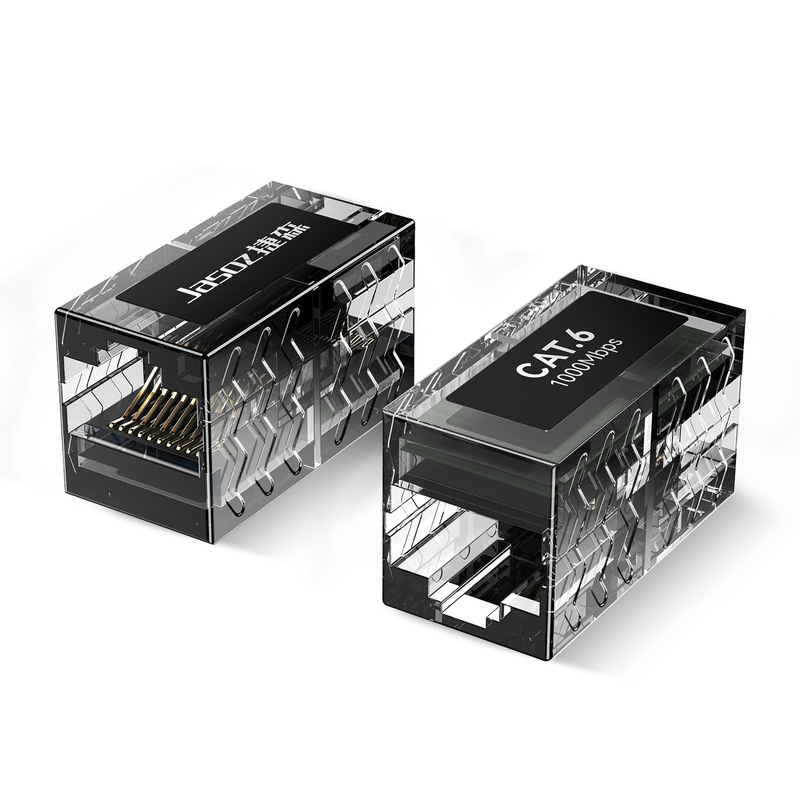 Jiesen Category 7 Shielded 10G Pass-Through Connector R45 Network Cable Coupler Extender Network Accessory Pass-Through Connector