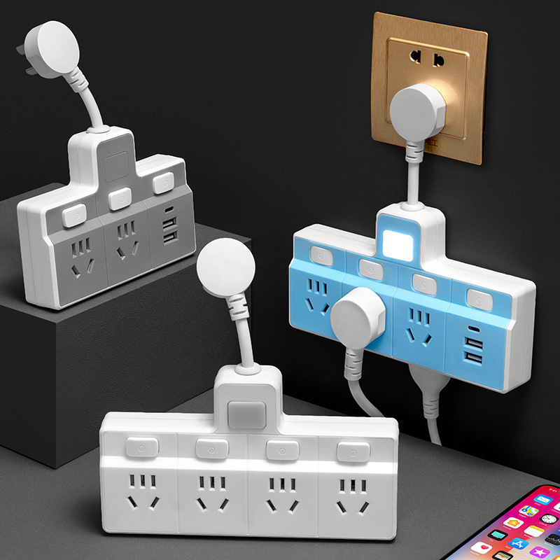 插排插座多功能多孔USB转换器插头插线板独立开关接线板宿舍家用