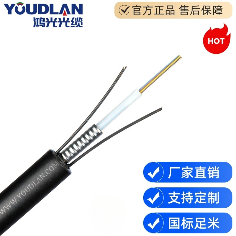 Gyxtw 4-Core Om3 10g Multimode Outdoor Center Bundle Armored Fiber Optic Cable for Security Monitoring