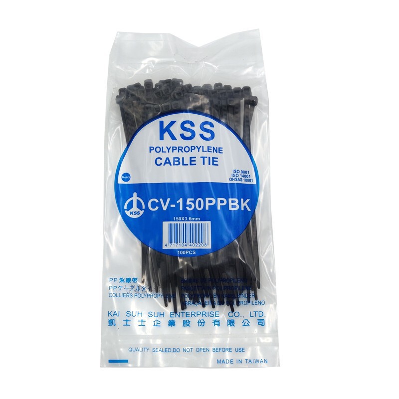 耐酸碱腐蚀PP扎带CV-150PPBK台湾凯士士KSS耐化学腐蚀扎带3.6*150