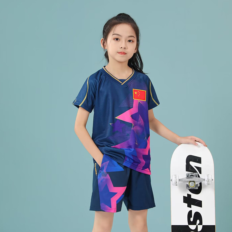 Children B273 sapphire blue with national flag 8007 sapphire blue pants