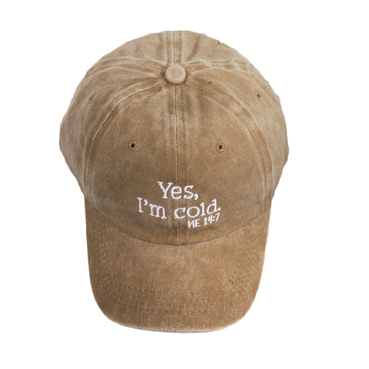 Casquette de baseball délavée brodée avec lettre Oui au design tendance unisexe pour hommes et femmes avec dessus souple_voghion.com