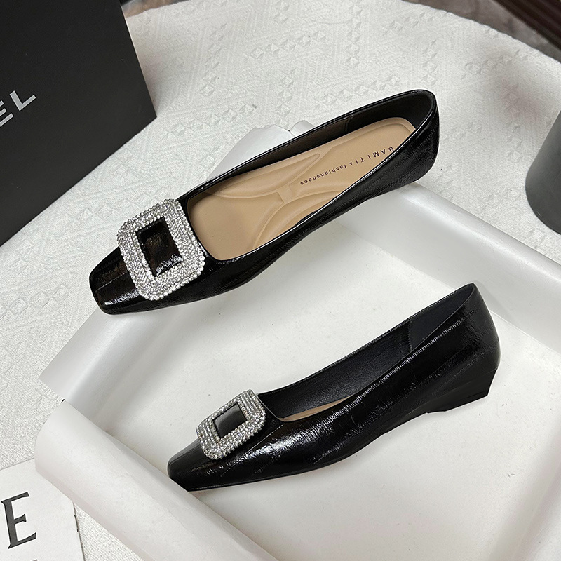 291-2 All-match Shallow Mouth Single-layer Shoes Women's Spring New Small Square Head Flat Sole Soft Leather Women's Shoes 291-2 All-match Shallow Mouth Single-layer Shoes Women's Spring New Small Square Head Flat Sole Soft Leather Women's Shoes