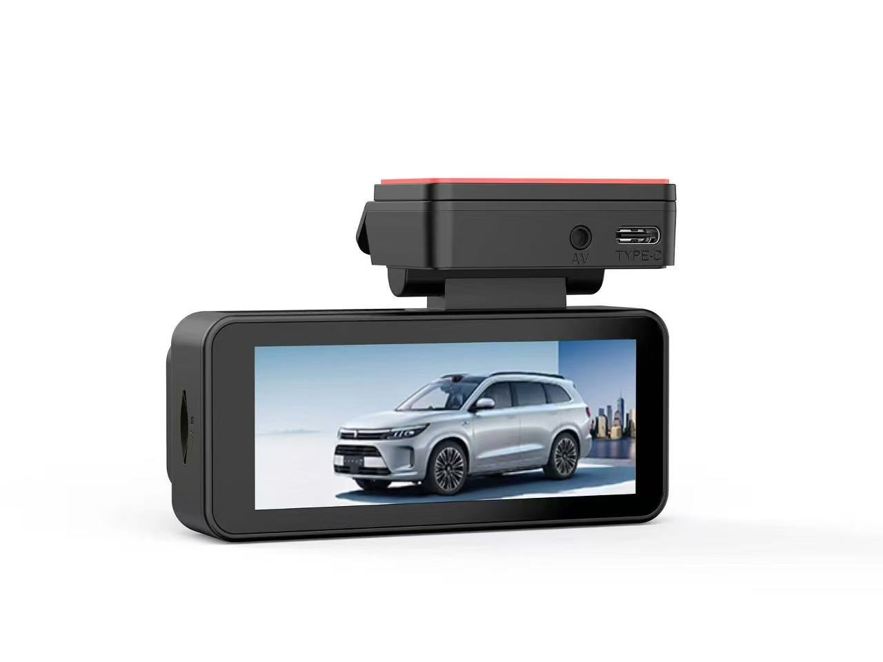High-definition triple-camera dashcam with interior and exterior, front, rear, left, and right panoramic views, equipped with WiFi and in-car reversing camera