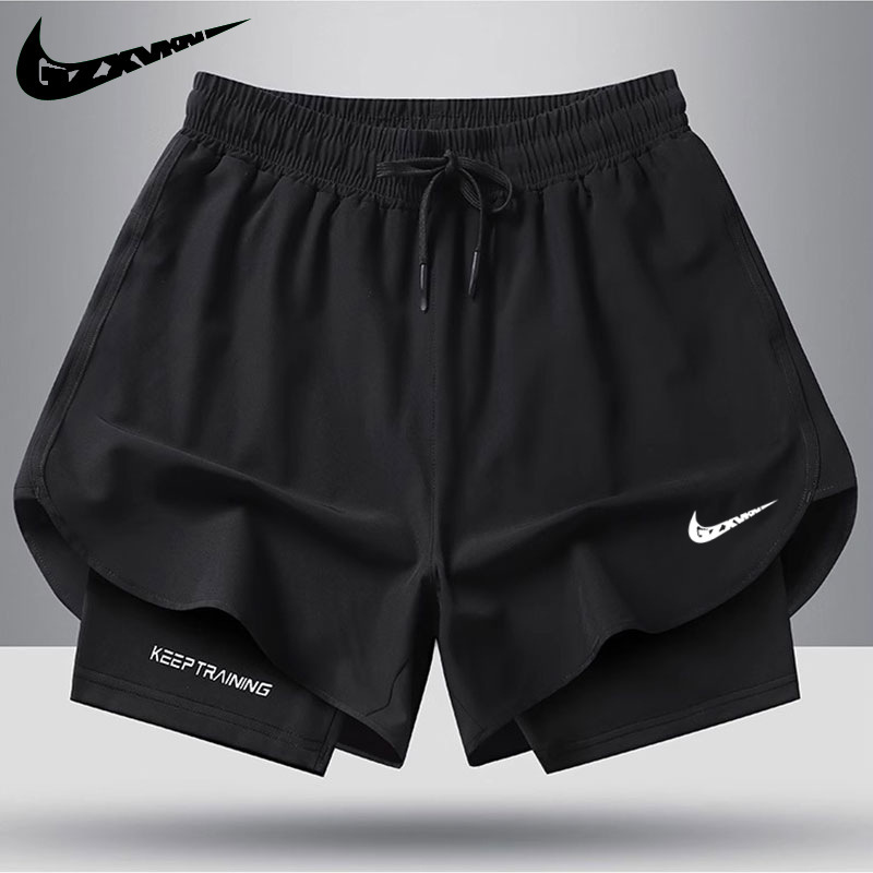A generation of hair brand ice silk sports shorts men's running pants quick-drying thin breathable lining fake two