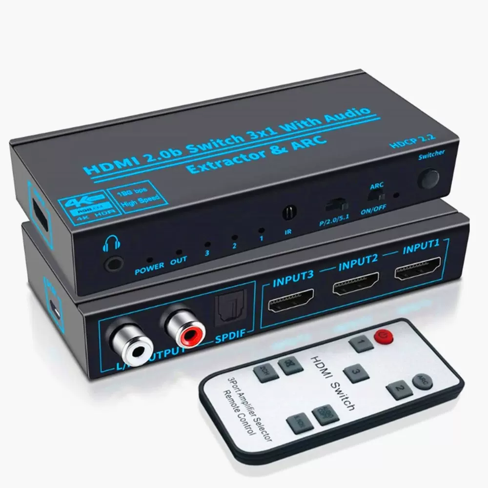 HDMI切换器3进一出HDMI2.0切换器3切1音频分离器ARC 4k120hz切屏