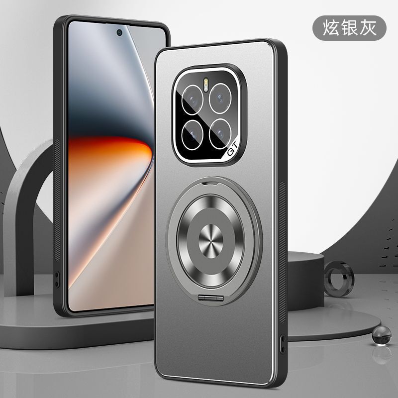 Suitable for Honor Gtpro Mobile Phone Case Frosted Aluminum Alloy Ring Holder with Lens Film All-Inclusive Anti-Fall Shell