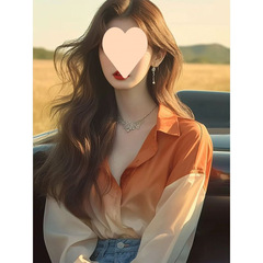 今年流行的法式独特高级感小上衣橙色渐变衬衫初秋季女款2025新款
