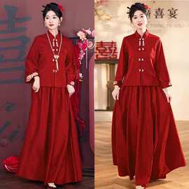 敬酒服新娘红色套装2025新款订婚服新中式出阁秀禾服婚服结婚礼服
