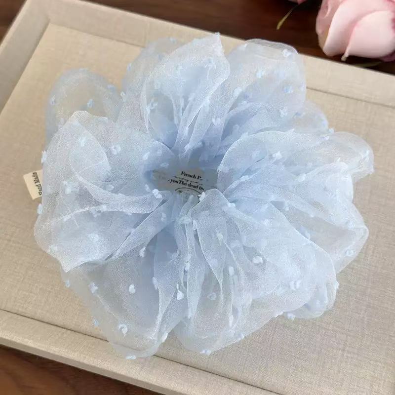 블루 도트 버블 메쉬 머리끈