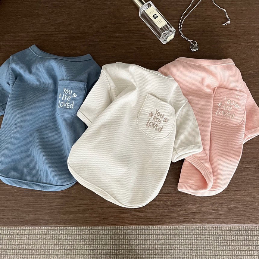 春夏新款狗狗猫咪德绒刺绣卫衣博美约克夏比熊小型犬泰迪宠物衣服