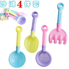 Children's beach toys plastic sand play digging tools set of 4 for street vendors wholesale
