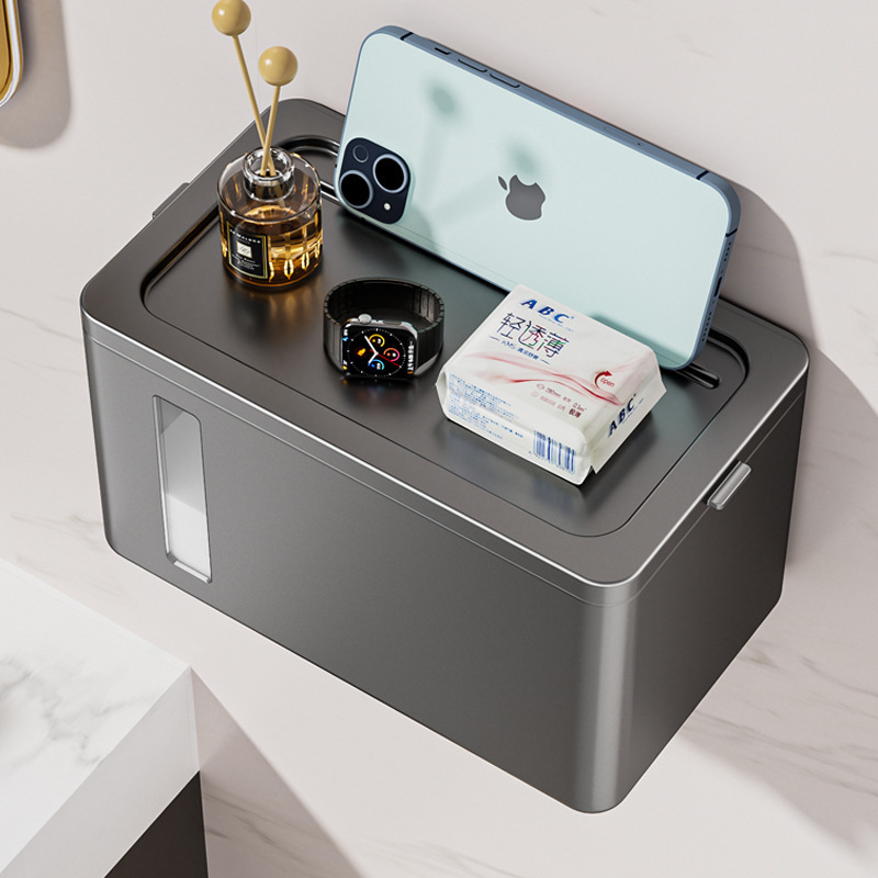 Toilet Tissue Box Storage Rack Wall-mounted Toilet Paper Box Bathroom Punch-free Toilet Paper Holder Household Roll Paper Holder