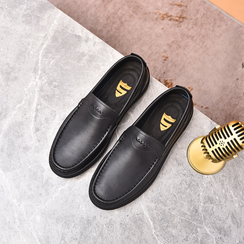 남성 신발 봄과 가을 작업 캐주얼 가죽 신발 고무 발 남성 가죽 부드러운 바닥 아빠 신발 통기성 패션 신발