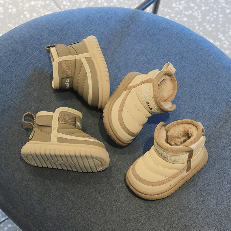 Children's Snow Boots Fleece-Lined and Thickeneded Large Cotton Shoes 1-2--3 Years Old Boys and Girls Anti-Ski Cotton Anti-Ski Toddler Shoes