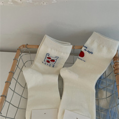 春夏新品薄襪子一袋番茄布標中筒襪女士日系學院風吸汗潮襪批發