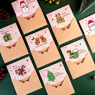 New Christmas Cartoon Greeting Card Christmas Gift Hand-made Gift with Creative Small Card Envelope suit
