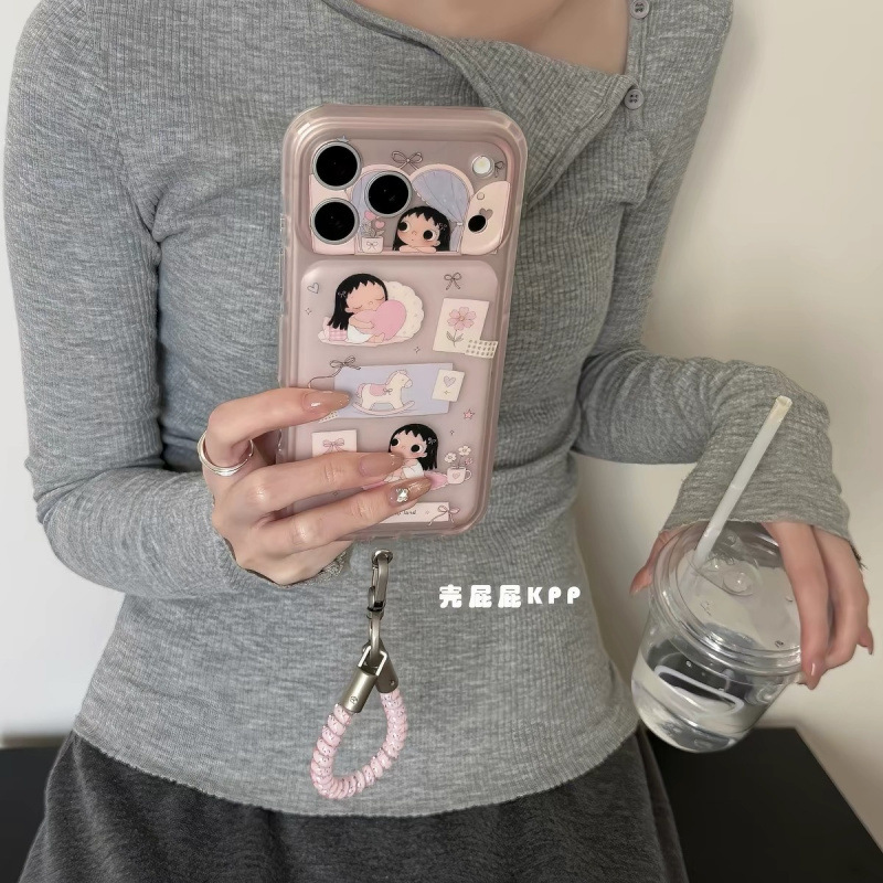 Semi-transparent powder cute cartoon little jade hand strap suitable for iPhone 17 Pro Max, Apple 16 phone case, 15 hard case Semi-transparent powder cute cartoon little jade hand strap suitable for iPhone 17 Pro Max, Apple 16 phone case, 15 hard case