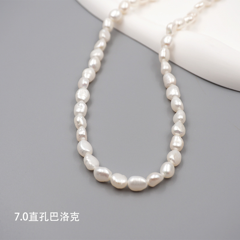 Mini cuentas de bebé pequeñas cuentas de arroz pequeñas perlas de agua dulce collar de cadena suéter cadena ajustable collar largo Cadena de acero de titanio