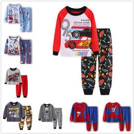 新款长袖童装男孩男童宝宝卡通蓝色鲨鱼家居服套装睡衣K239