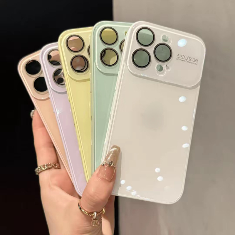 自带镜头膜适用苹果16promax大视窗手机壳iphone15玻璃新款14男女|undefined