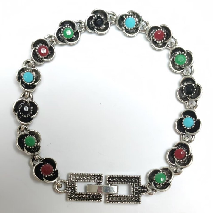Flower Alloy Silver-Plated Bracelet Retro Old Style Hand Jewelry Wish Amazon Boutique Store Yiwu Supply Wholesale