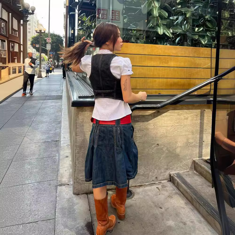 Comercio exterior europeo y americano suministro transfronterizo moda slim fit Denim chaleco para las mujeres image 4