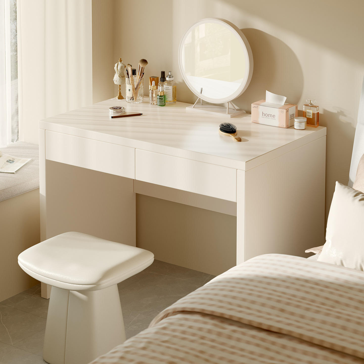 Comodador moderno dormitorio pequeño estilo simple 2025 nueva mesa de maquillaje de cabecera pequeña mesa de maquillaje