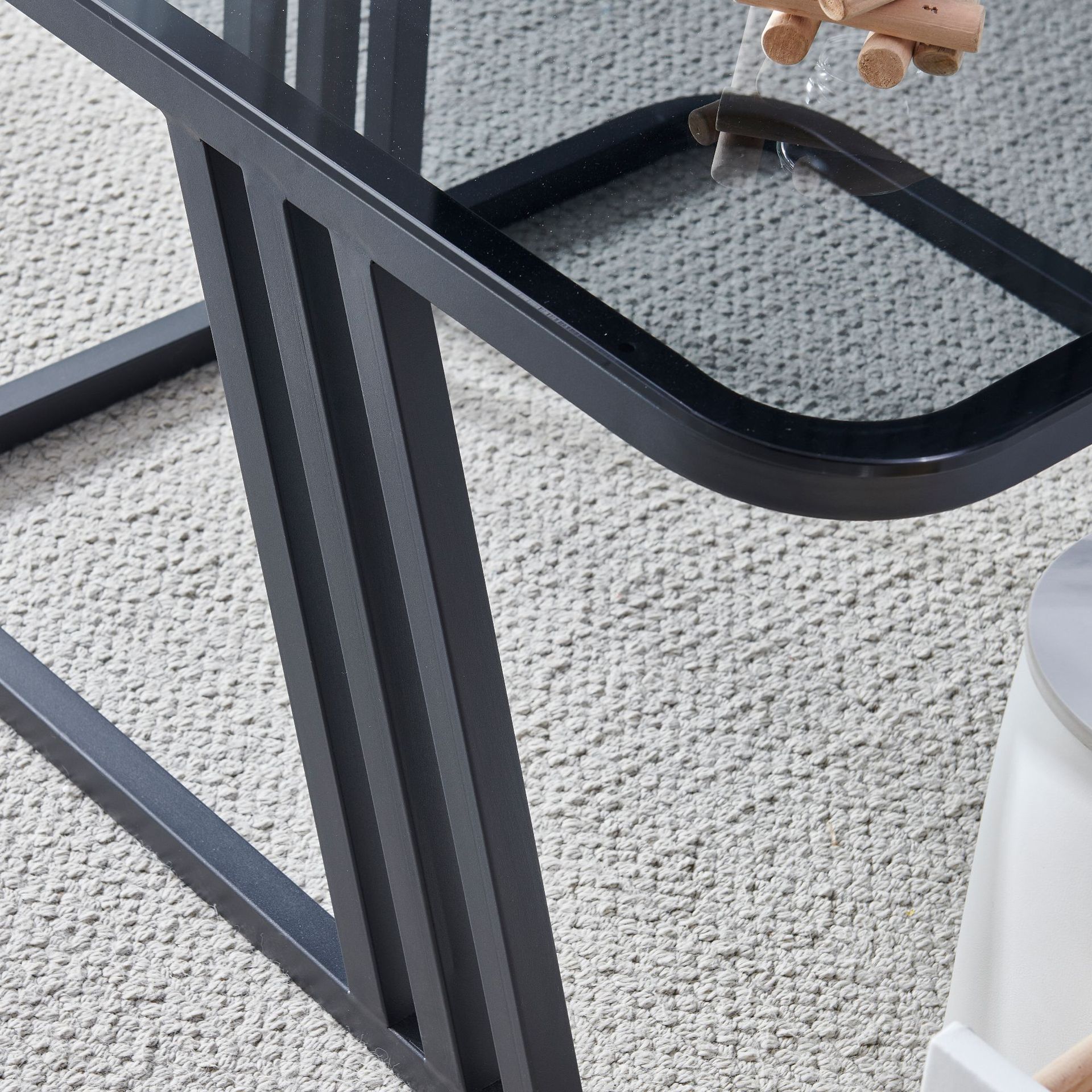 Juego de mesa de centro y mueble para TV de pizarra para uso doméstico en salas de estar pequeñas, apartamento tapizado, estilo minimalista italiano, almacenamiento cuadrado extensible. image 5