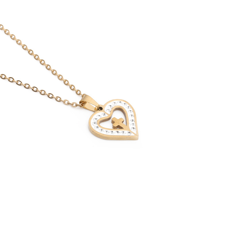 Simple Heart Zircon Pendant Necklace display picture 5