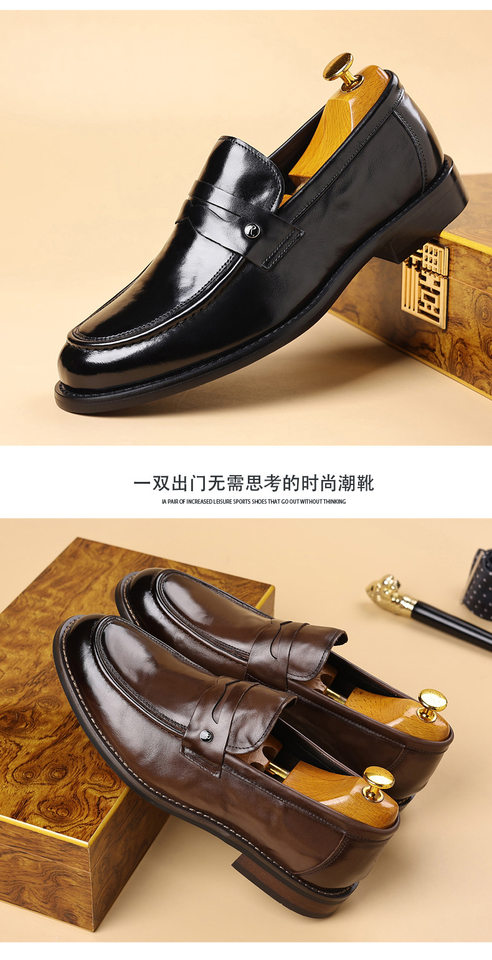 Giày lười nam da bò thật mũi tròn, đế gỗ, phong cách công sở — Màu nâu, màu đen chi tiết 20