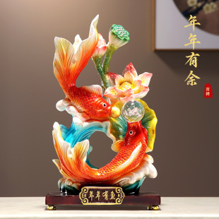 Creative New Chinese Style Resin Crafts for Living Room Entrance Wine Cabinet Decoration Desktop with Fish for Prosperity
