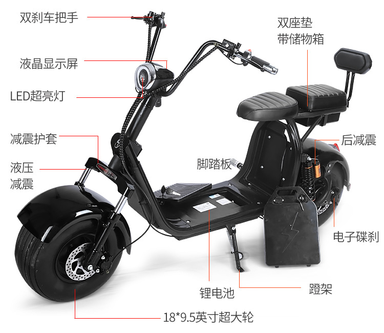 Eec Electric Scooter Detachable Electric Motorcycle X7Plus Adult Mobility Scooter Two-Wheeled Motorcycle Harley Electric Scooter