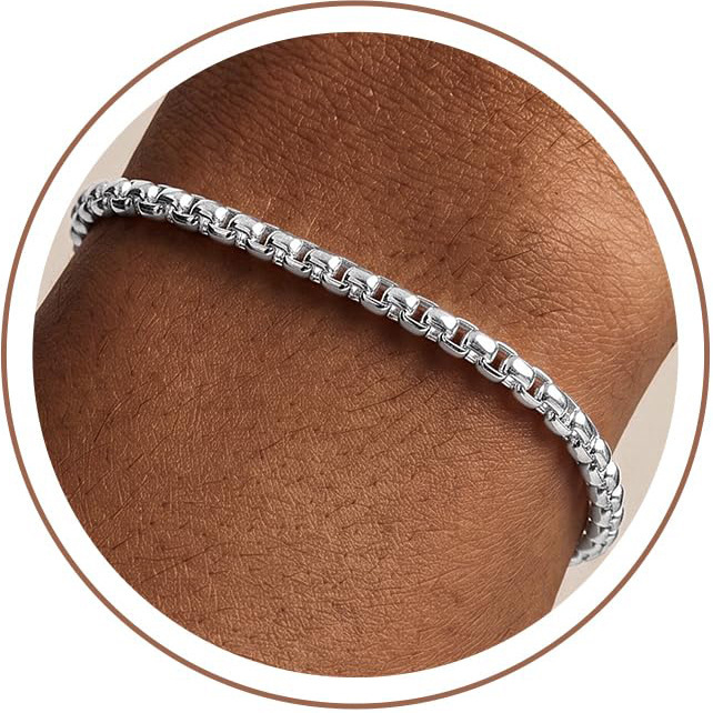 European and American Cross-Border Minimalist Stainless Steel Round Box Chain Bracelet with a Stylish and Trendy Design, Versatile Men's Jewelry European and American Cross-Border Minimalist Stainless Steel Round Box Chain Bracelet with a Stylish and Trendy Design, Versatile Men's Jewelry