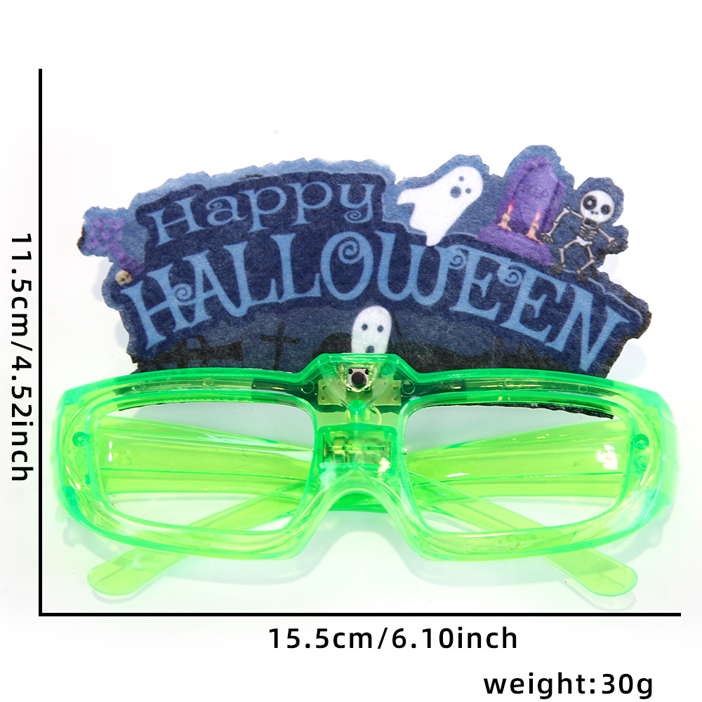 Nuevas gafas luminosas de Halloween LED murciélago flash gafas de calabaza fiesta fantasma marco de gafas transparentes