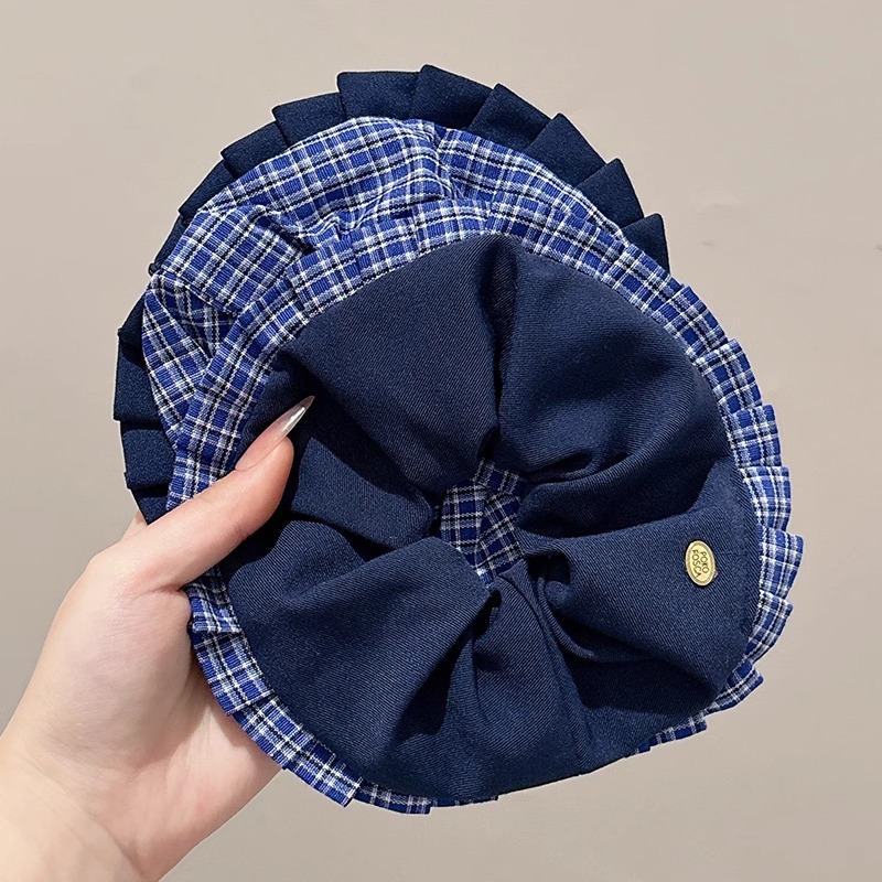 Colegio retro coreano estilo anillo de cabello de intestino grande plegado anillo de cabello de moda personalizado color contraste de flores de cabello de alta calidad